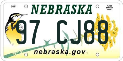 NE license plate 97CJ88