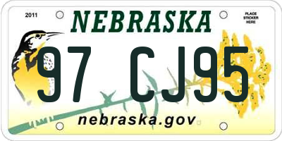 NE license plate 97CJ95