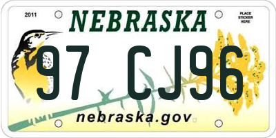 NE license plate 97CJ96