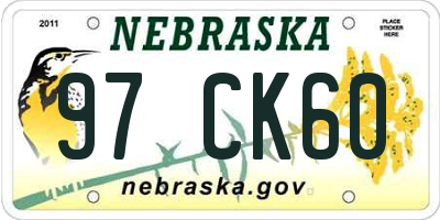 NE license plate 97CK60