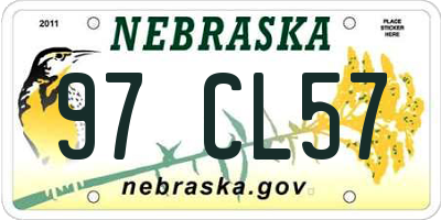 NE license plate 97CL57