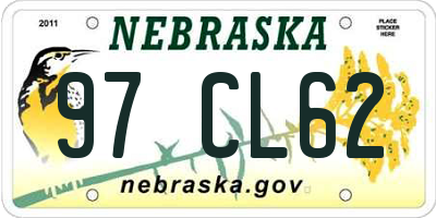 NE license plate 97CL62