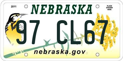 NE license plate 97CL67