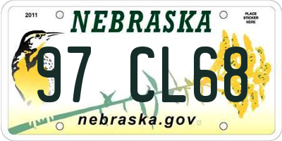 NE license plate 97CL68