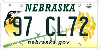NE license plate 97CL72