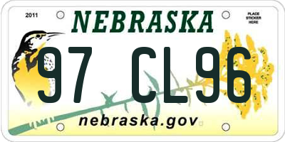 NE license plate 97CL96