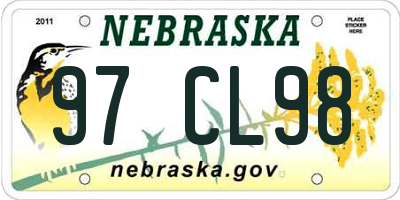 NE license plate 97CL98
