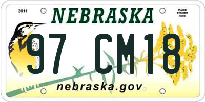 NE license plate 97CM18