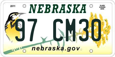 NE license plate 97CM30
