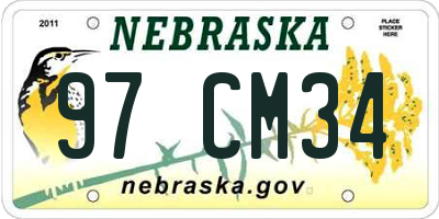 NE license plate 97CM34