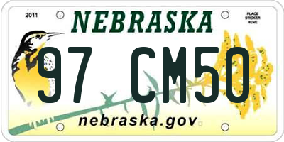 NE license plate 97CM50