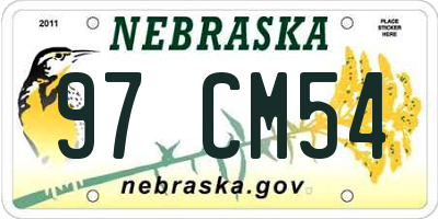 NE license plate 97CM54
