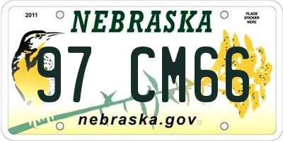 NE license plate 97CM66