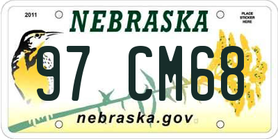 NE license plate 97CM68
