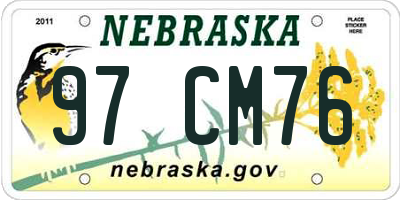 NE license plate 97CM76