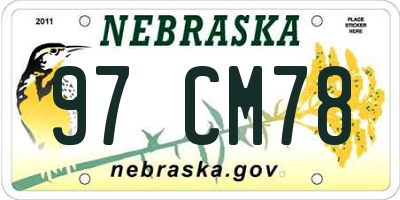 NE license plate 97CM78