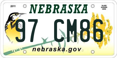 NE license plate 97CM86