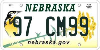 NE license plate 97CM99