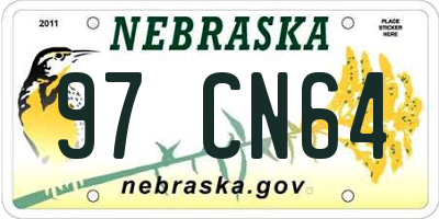 NE license plate 97CN64