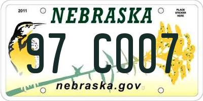 NE license plate 97CO07