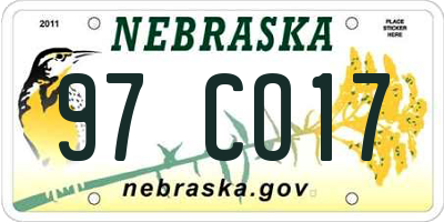 NE license plate 97CO17