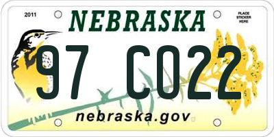 NE license plate 97CO22