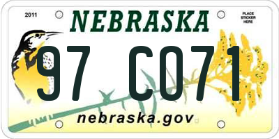 NE license plate 97CO71