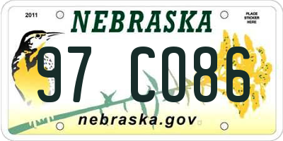 NE license plate 97CO86