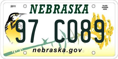 NE license plate 97CO89