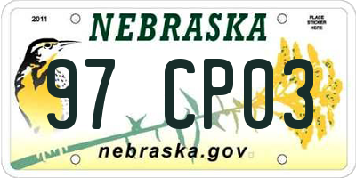 NE license plate 97CP03