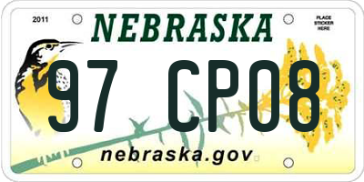 NE license plate 97CP08