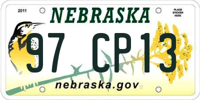 NE license plate 97CP13