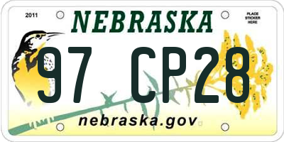 NE license plate 97CP28