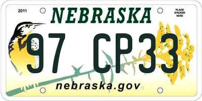 NE license plate 97CP33