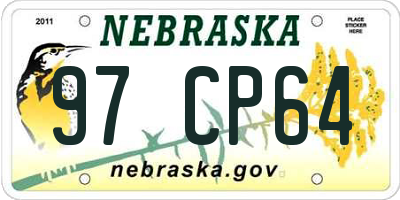 NE license plate 97CP64