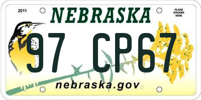 NE license plate 97CP67