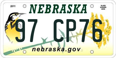 NE license plate 97CP76