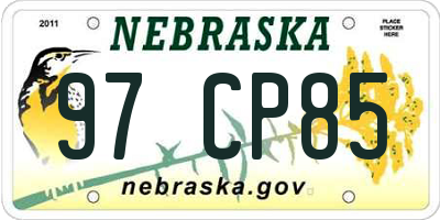 NE license plate 97CP85