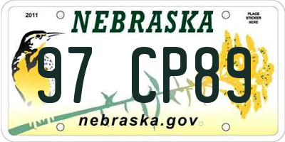 NE license plate 97CP89