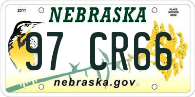 NE license plate 97CR66