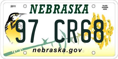NE license plate 97CR68