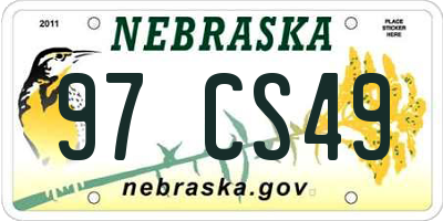 NE license plate 97CS49