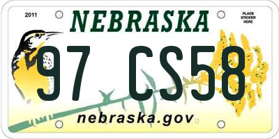 NE license plate 97CS58