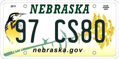 NE license plate 97CS80