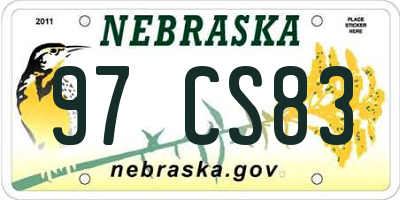 NE license plate 97CS83