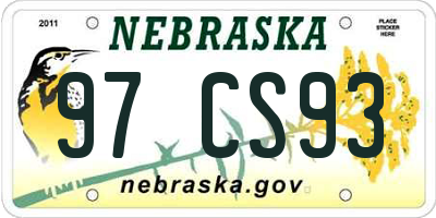 NE license plate 97CS93