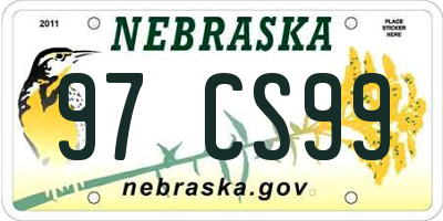 NE license plate 97CS99