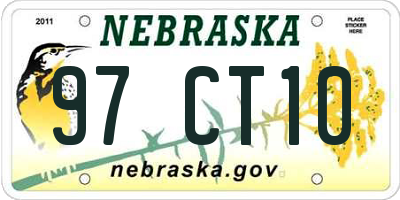 NE license plate 97CT10