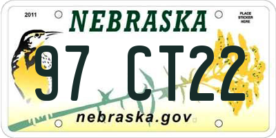 NE license plate 97CT22
