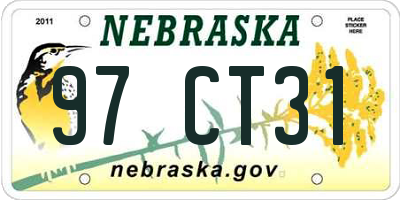 NE license plate 97CT31